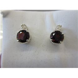 Brand new garnet & diamond stud earrings