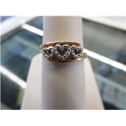 Ladies 3 heart diamond cocktail ring