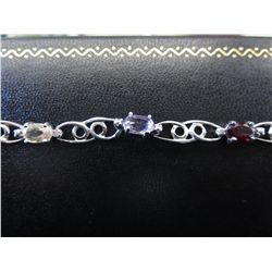 Ladies multi gemstone & diamond tennis bracelet