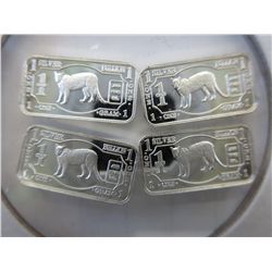 4 x .999 Fine silver "Cougar" bullion bars