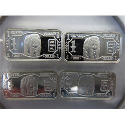 4 x .999 Solid silver "Panda" bullion bars.