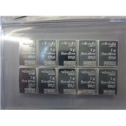 10 x Suisse mint .999 fine silver 1 g bars