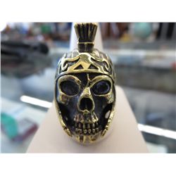 Solid cast bronze skull Trojan ring