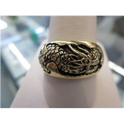 Dragon motif solid bronze men's ring