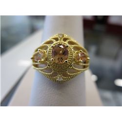 New genuine diamond & citrine dinner ring