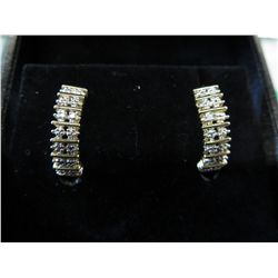 1/2 hoop diamond sterling silver & gold earrings