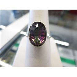 Over 4 carat mystic topaz ring set in silver