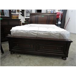 NEW - Queen size bed frame with 2 storage drawers
