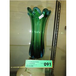 Vintage glass vase, Blue & Green