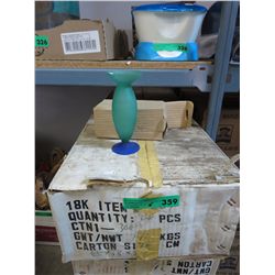 6 cases of blue and green glass vases