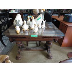 Antique English oak draw leaf table