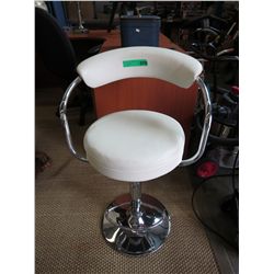 White chrome and bonded leather bar stool