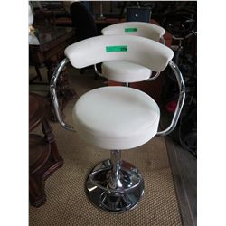 White chrome and bonded leather bar stool