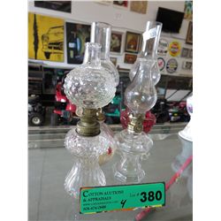 4 Depression glass mini oil lamps