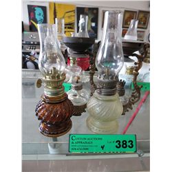 2 Pairs of vintage mini oil lamps