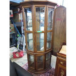 Corner display cabinet with glass doors