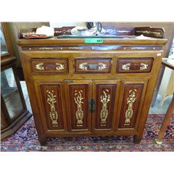 Vintage ivory inlaid satin wood hall cabinet