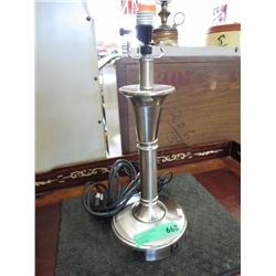 Brushed satin finish table lamp