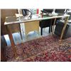 Image 1 : Glass top brass console table.
