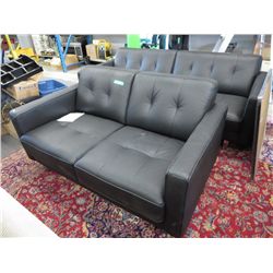 NEW - Apollo leather sofa & loveseat in black
