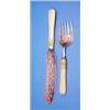 Image 1 : A pair of Victorian silver fish servers, with ivy engraved blades and carved ivory handles, Sheff...