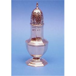 An Edwardian Scottish silver caster, of octagonal baluster form, 8ins. £150-200...