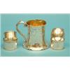 Image 1 : A Victorian silver christening can, engraved with foliate scrolls and 4 assorted napkin rings £75...
