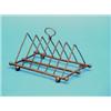 Image 1 : An Edwardian plated folding toast rack in the style of Christopher Dresser, with ball feet, 7ins...