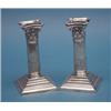 Image 1 : A pair of Victorian silver dwarf candlesticks with Corinthian stems, 6.25ins. Maker Mappin and We...