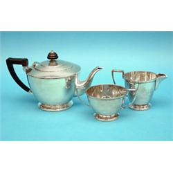 A 1930's plated 3 piece teaset, Makers Mappin & Webb £80-120...