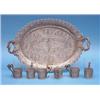 Image 1 : An Eastern European filligree drink set, comprising 6 glasses with holders and matching oval tray...