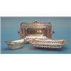 Image 1 : A pair of George V silver trinket dishes, with pierced decoration, 6.5ins; and an elliptical dish...