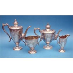 A Victorian 4-piece plated tea set and coffee set, of neo classical design, makers Walmer & Hall...