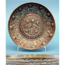 A Russian gilt metal bowl, decorated with the apostles 5.75ins £100-150...