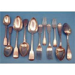 A pair of George III silver table spoons, 5 other spoons and 4 forks £100-150...