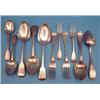 Image 1 : A pair of George III silver table spoons, 5 other spoons and 4 forks £100-150...