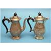 Image 1 : A pair of George V silver cafe au lait pots, with ebonised handles 20oz (gross) £100-150...