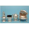Image 1 : A pair of George III silver bun salts, marks rubbed and 3 assorted later condiments £100-130...