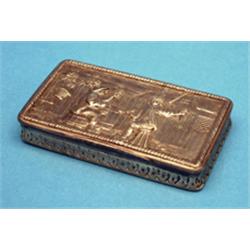 A 19th century Dutch silver snuff box, decorated with topers 3.25ins £100-150...