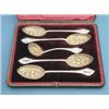 Image 1 : An Edwardian silver berry spoon set, comprising 4 serving spoons and sifter ladle with engraved h...