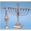 Image 1 : A George V silver menorah, with square foot, 10.5oz; and a 925 standard spice tower £150-200...