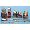 Image 1 : Eight assorted silver napkin rings, a pair of tongs and 3 other items £100-120...