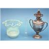 Image 1 : A plated oil lamp, with vaseline glass shade £150-200...