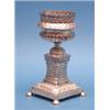 Image 1 : A Continental silver urn, with pierced rim, loop handles and pedestal foot 9.5ins £100-150...