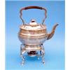 Image 1 : A George V silver kettle on stand of rounded rectangular form with burner gross 62oz £500-600...