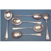 Image 1 : A set of 6 George VI silver soup spoons, old english pattern, Sheffield 1937 (11ozs) and a caddy...