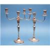 Image 1 : A pair of plated 3 light candelabra, of Adam design, drilled for electricity 17ins. £150-200...