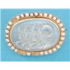Image 1 : A gold moonstone cameo brooch, carved with four classical profiles, the frame set split pearls (f...