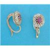Image 1 : A pair of gold diamond and ruby oval cluster earrings. £200-300...