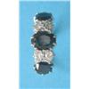 Image 1 : A gold, sapphire and diamond half hoop ring, claw-set with 3 oval sapphires and 2 pairs of round...
